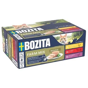 12x85g Bozita Mousse Mixed Farm nourriture pour chats humide pas cher