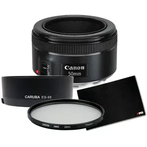 Canon EF 50mm F/1.8 STM + zonnekap + beschermingsfilter + lensdoek pas cher