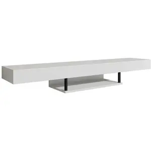 DESIGN AMEUBLEMENT Meuble TV Suspendu | Meuble TV de salon | Support pour Téléviseur | L 150 x P 29,6 x H 22 cm | Couleur Blanc Mat | Modèle Aydin pas cher