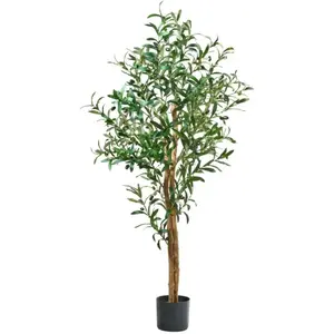 Olivier artificiel 145 cm Plante décorative avec Feuilles et Olives réalistes pour salon chambre ou bureau pas cher
