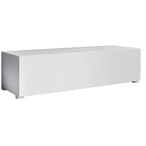 Meuble TV avec pieds de salon  1 Porte avec 2 Compartiments  Couleur Blanc  L 120 x P 40 x H 32 cm  Modèle Aitana M1 pas cher