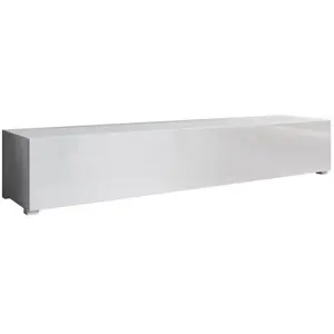 Meuble TV avec pieds de salon 1 Porte avec 3 Compartiments CouleurBlanc L 180 x P 40 x H 32 cm Modèle Aitana M2 pas cher