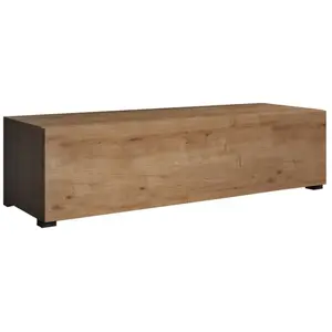 Meuble TV avec pieds  de salon  1 Porte avec 2 Compartiments  Couleur Chêne  L 120 x P 40 x H 32 cm  Modèle Aitana M1 pas cher