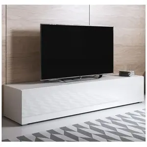 DESIGN AMEUBLEMENT Meuble TV - LUKE H2 - 160 x 32 x 40cm - Blanc Finition brillante - 3 Compartiments pas cher