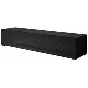 DESIGN AMEUBLEMENT Meuble TV - LUKE H2 - 160 x 32 x 40cm - Noir Finition brillante - 3 Compartiments pas cher