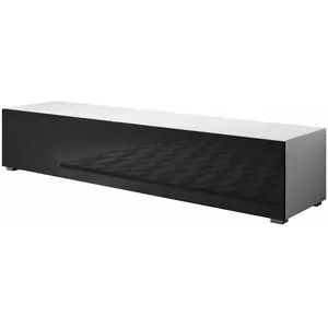 DESIGN AMEUBLEMENT Meuble TV - LUKE H2 - 1 porte - Blanc - Finition brillante - 160 x 32 x 40cm pas cher