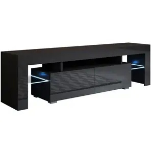 Meuble TV - Unai - Noir avec LED RGB - Contemporain - Design - Brillan... pas cher
