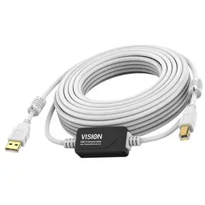 Vision Techconnect - Câble USB - USB (M) pour USB type B (M) - USB 2.0 - 15 m - rappel actif en ligne - blanc pas cher