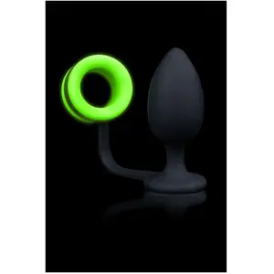 Shots - Ouch! Butt Plug met Cockring neon green/black pas cher