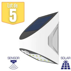 Braytron - Lot de 5 appliques murales solaires à led 3W IP54 avec déte... pas cher