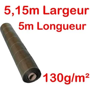 130g/m2 Toile Bache de paillage tissée Marron Anti-Mauvaises Herbes Largeur 5,15m Longueur 5m pas cher