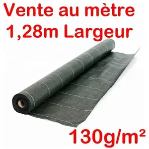 Vente au mètre / Largeur 1,28m Toile Bache de paillage tissée Anti-Mauvaises Herbes 130g/m2 pas cher