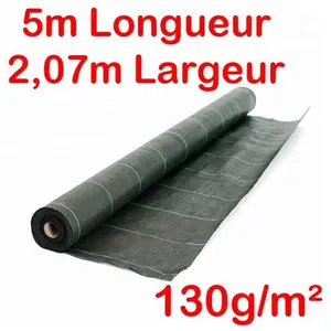 130g/m2 Toile Bache de paillage tissée Anti-Mauvaises Herbes Largeur 2,07m Longueur 5mVendu parcdiscount