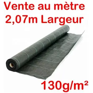 Vente au mètre/Largeur 2,07m / Toile Bache de paillage tissée Anti-Mauvaises Herbes 130g/m2 pas cher