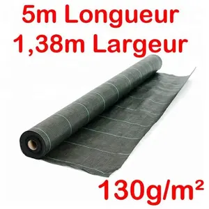 130g/m2 Toile Bache de paillage tissée Anti-Mauvaises Herbes Largeur 1,38m Longueur 5mVendu parcdiscount