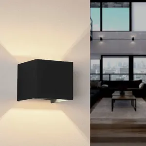 Applique Murale Noire Design led 12W IP54 Carré - Blanc Chaud 2300K - 3500K Silamp pas cher