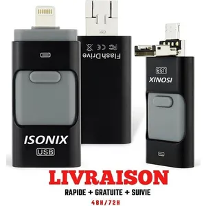 ISONIX Clé USB 64 go 3 en 1 Compatible IOS/Android Pour Apple Iphone X... pas cher