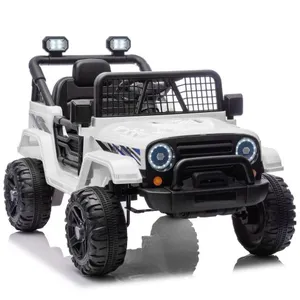 LALAHO - Jeep voiture électrique pour enfants - avec 2 moteurs et télécommande 24G - 96 × 65 × 64 cm - Blanc pas cher
