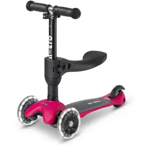 Trottinette évolutive Mini Micro 3en1 Lite Framboise LED pas cher