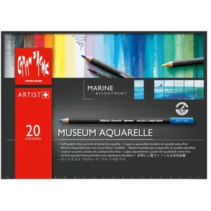 Caran d'Ache Crayon de couleur Museum Aquarelle - boite de 24 couleurs Marine pas cher
