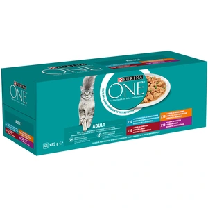 Lot mixte PURINA ONE Adult 40 x 85 g pour chat - sélection mixte pas cher