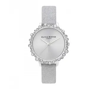 Olivia Burton, Montre, Analogue Quartz Watch with Silver Leather Strap... pas cher