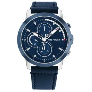 Tommy Hilfiger Jameson Montre Homme Multifonction Acier Cuir Bleu 1792... pas cher