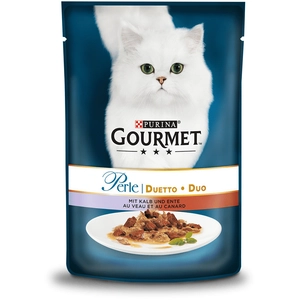 Purina Lot Gourmet Perle 26 x 85 g pour chat - Duo de viandes, veau, canard pas cher