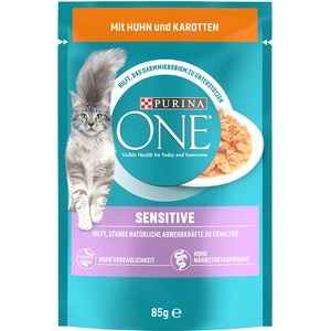 Lot PURINA ONE pour chat - 13 x 85 g Sensitive poulet, carottes pas cher