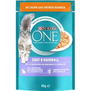 PURINA ONE Coat & Hairball pour chat - poulet, haricots verts (26 x 85 g) pas cher
