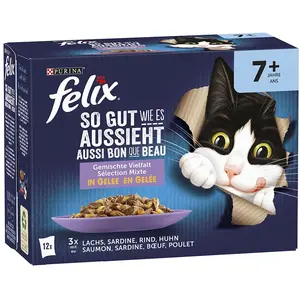 Comparateur de prix : 24x85g Felix Tendres Effilés Senior sélection mixte - Pâtée pour chat