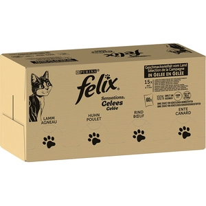 120x85g 4 saveurs en gelée Sensations Felix Pâté pour chat : -20 % ! pas cher