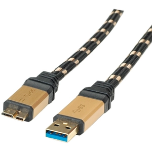 ROLINE GOLD Câble USB 3.0 SuperSpeed | Type A - Micro B | 0,8 mVendu parcdiscount