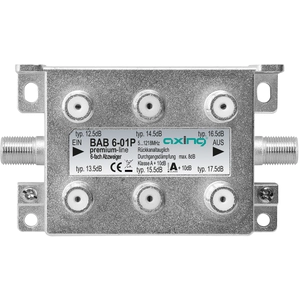 Comparateur de prix : Axing BAB 6-01P 6 voies TV par câble CATV multimédia DVB-T2 classe A+ 10 dB 5-1218 MHz Métal