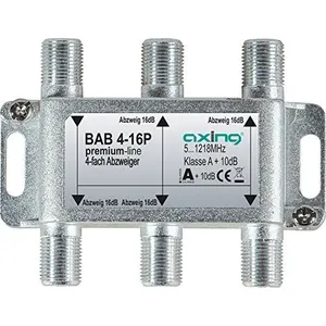 Comparateur de prix : Axing BAB 4-16P Dérivateur 4 voies 16 dB TV par câble CATV Multimedia DVB-T2 Classe A+ 10 dB 5-1218 MHz Métal