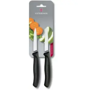 Couteau d'office VICTORINOX 8CM NOIR x 2 pas cher