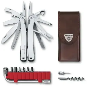 VICTORINOX SWISSTOOL SPIRIT X PLUS + ETUI CUIR - 35 FONCTIONS pas cher