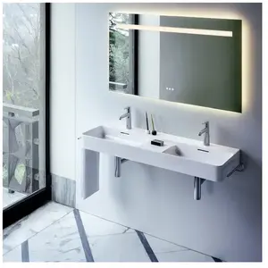 Laufen, Lavabo, Double lavabo VAL 1200x400mm LCC blanc avec robinetterie un trou (400 mm, 1200 mm)Vendu pargalaxus