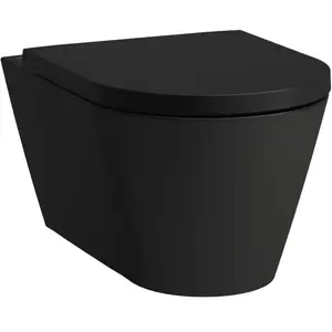 Laufen, Cuvette toilettes + bidet, WC suspendu KARTELL sans rebord, chasse d'eau basse position noir mat pas cher