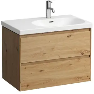 Laufen Lani - Wastafelonderkast, 74x45x52 cm, 2 laden, eiken H4035821122671 pas cher