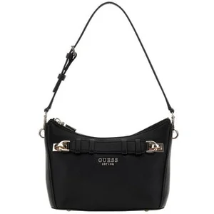 Guess Sac porté épaule noir uni avec zip et logo en pièces métalliques pas cher