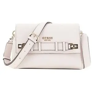 Guess Sac bandoulière rose pâle uni avec bords noires et logo de la marque pas cher