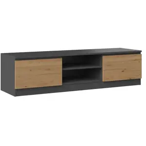 CDF TIVOLI - Meuble TV style moderne - 140x40x36cm - 2 niches + 2 portes - Rangement matériel télé/audio