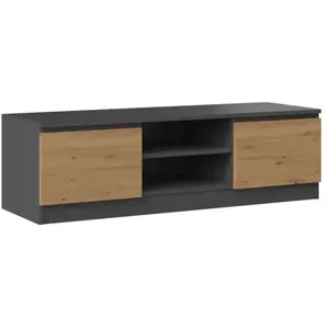 CDF TIVOLI - Meuble TV style moderne - 120x40x36cm - 2 niches + 2 portes - Rangement matériel télé/audio