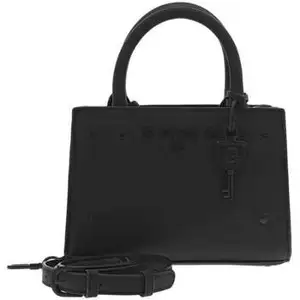 Guess Mini sac à main noir mat uni avec marque et rivets ton sur ton pas cher