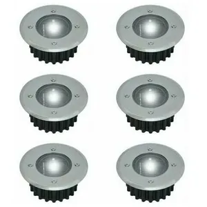 SHINING HOUSE Lot de 6 spots led solaires encastrables au sol - Ronds - Diamètre : 85 mm - Extérieur résistant au piétement - Façade en acier inoxydable - 6 lampes pas cher