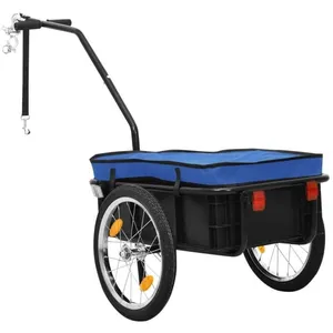 AKOZON Remorque de vélo/chariot à main 155x60x83 cm Acier Bleu-AKO7731039143774Vendu parcdiscount