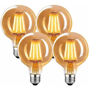 SHINING HOUSE Ampoule led E27 Vintage, Edison Ampoule E27 Vintage Dimmable 4W G80,Ampoule Vintage E27 Blanc Chaud 2700K, Ampoule led Vintage Idéal Pour Suspension,Vendu parmanomano