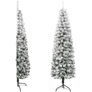 Demi sapin de Noël artificiel mince avec neige floquée 180 cm Mothinessto LY4938 pas cher
