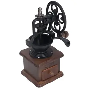 Moulin à café manuel - QIILU - Style rétro - Bois et fer - Réglage de la finesse - 993g pas cher